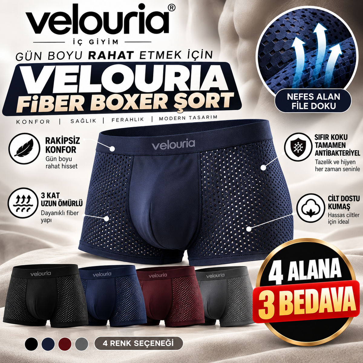 Velouria™ AirFlex Nefes Alan Bambu Boxer
