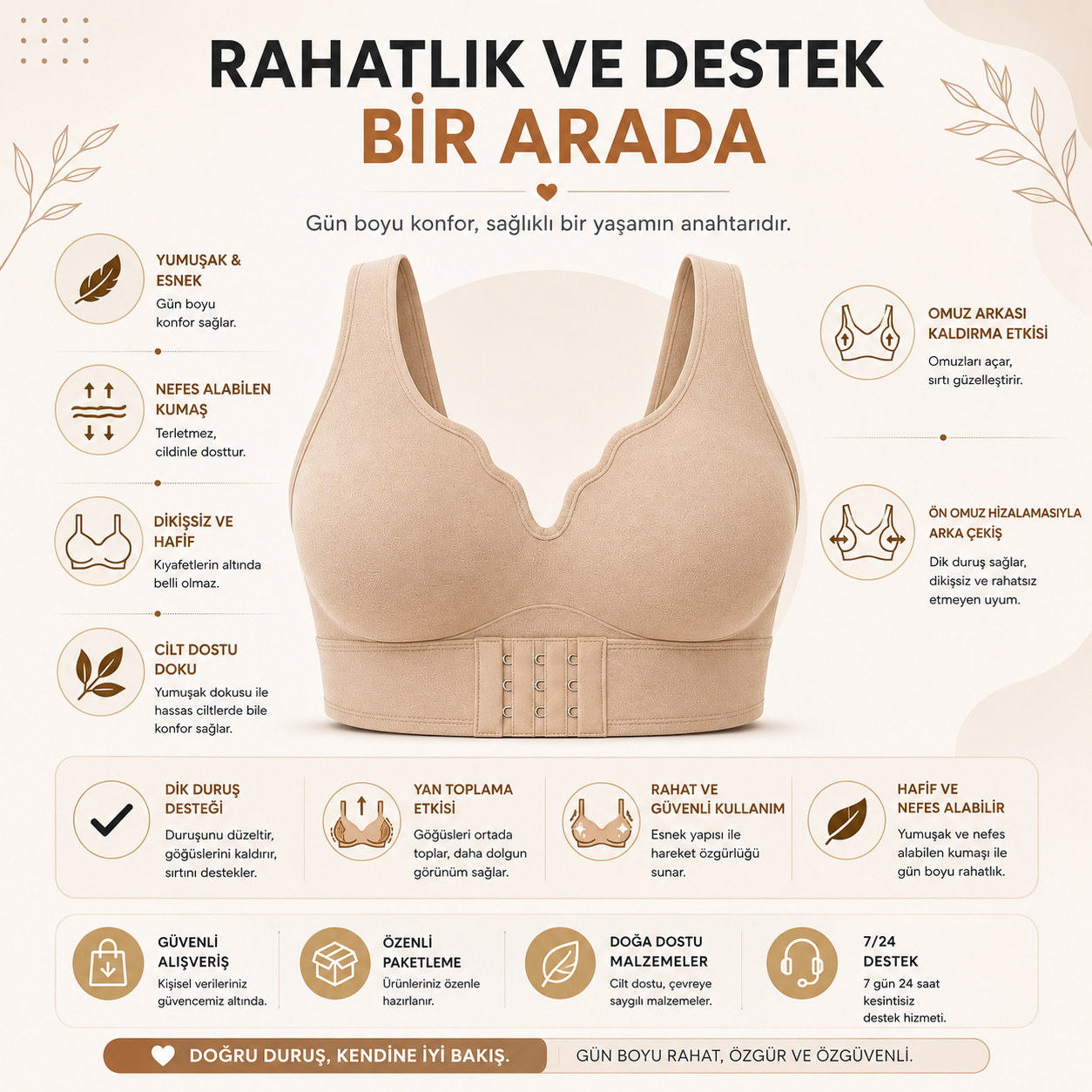 Duruş Destekleyici Konfor Sütyeni | Toparlayıcı ve Günlük Rahat Kullanım