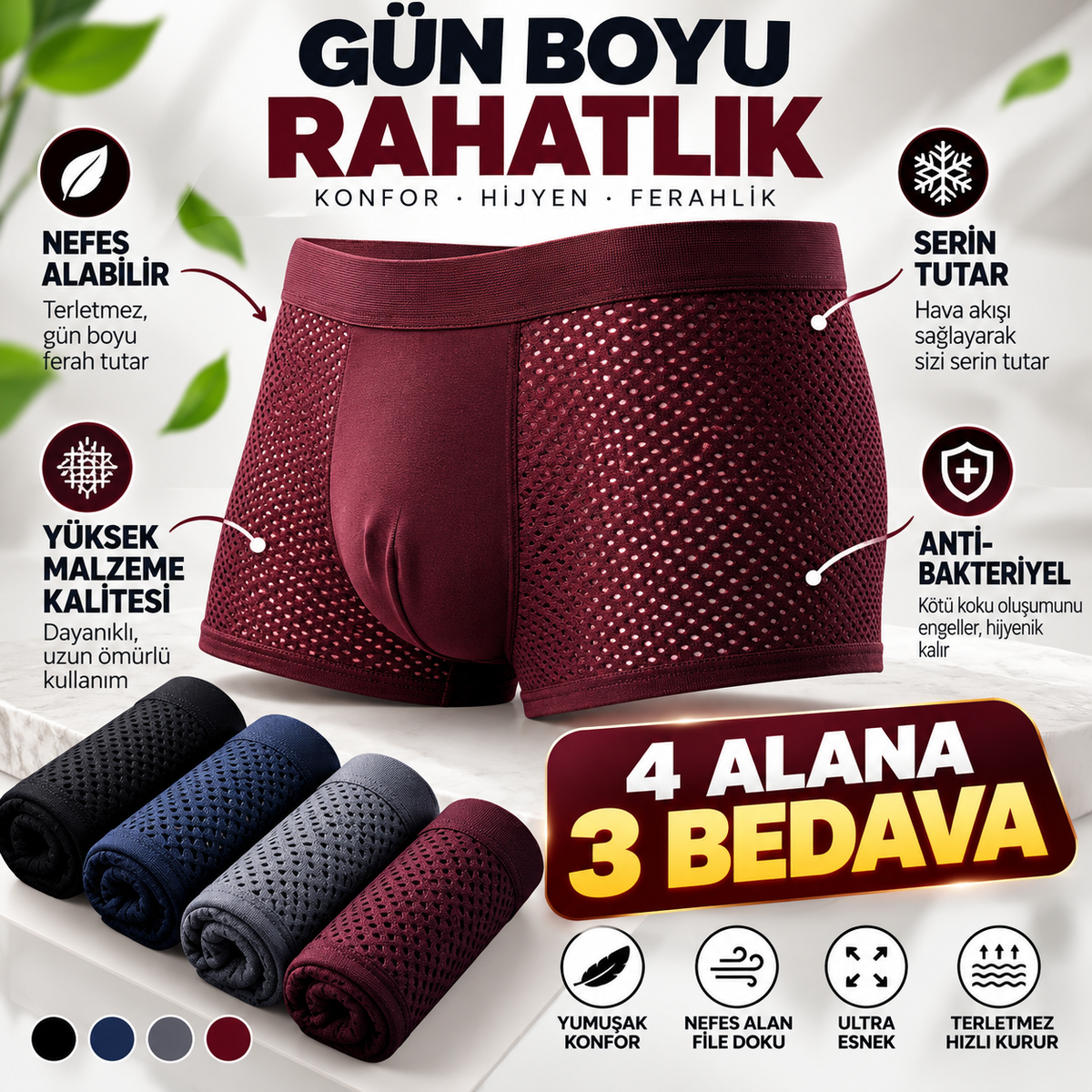 Velouria™ AirFlex Nefes Alan Bambu Boxer